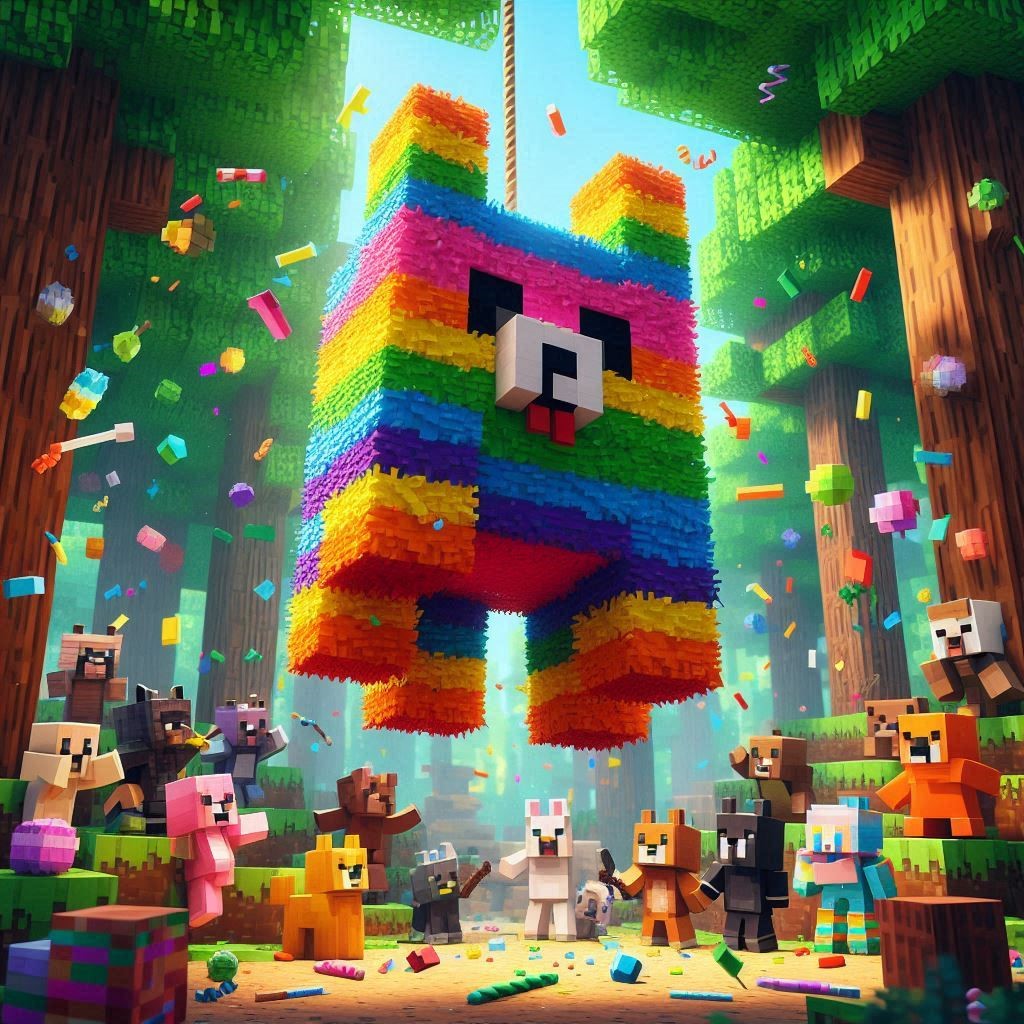 Piñata im Minecraft-Look